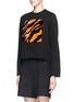 Front View - Click To Enlarge - OPENING CEREMONY - Tiger stripe rabbit fur patch sweatshirt