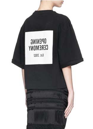 Back View - Click To Enlarge - OPENING CEREMONY - Mirrored logo cropped cotton sweatshirt