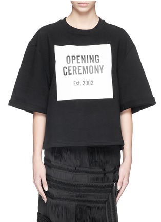 Main View - Click To Enlarge - OPENING CEREMONY - Mirrored logo cropped cotton sweatshirt