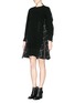 Front View - Click To Enlarge - SACAI - Windowpane check wool felt back knit dress