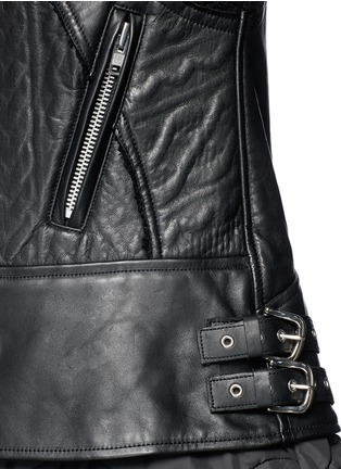 Detail View - Click To Enlarge - SACAI - Cable knit panel leather biker coat