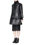 Front View - Click To Enlarge - SACAI - Cable knit panel leather biker coat