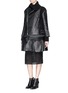 Figure View - Click To Enlarge - SACAI - Cable knit panel leather biker coat