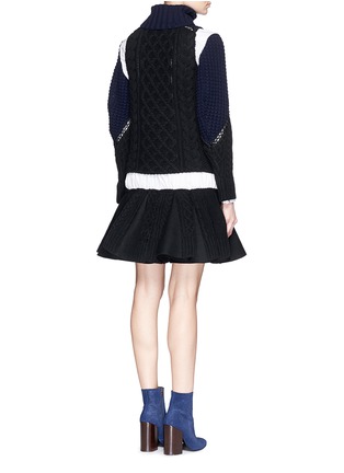 Back View - Click To Enlarge - SACAI - Mix knit vest wool combo shirt dress