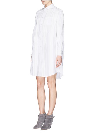 Figure View - Click To Enlarge - SACAI - Grosgrain stripe cotton poplin shirt dress