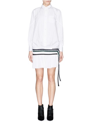 Main View - Click To Enlarge - SACAI - Rope stitch embroidery pleat hem shirt dress