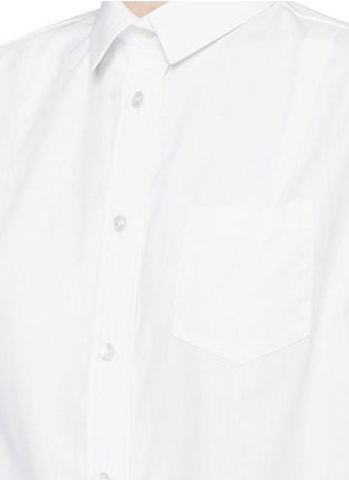 Detail View - Click To Enlarge - SACAI - Lace drawstring hem poplin shirt