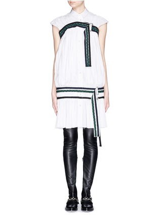 Main View - Click To Enlarge - SACAI - Braided belt Fortuny pleat shirt dress