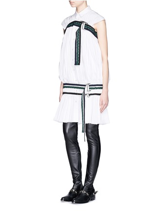 Figure View - Click To Enlarge - SACAI - Braided belt Fortuny pleat shirt dress