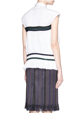 Back View - Click To Enlarge - SACAI - Braided belt fortuny pleat poplin shirt