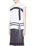 Front View - Click To Enlarge - SACAI - Braided belt fortuny pleat poplin shirt