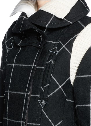 Detail View - Click To Enlarge - SACAI - Windowpane check vest wool cardigan layer combo coat