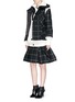Figure View - Click To Enlarge - SACAI - Windowpane check vest wool cardigan layer combo coat