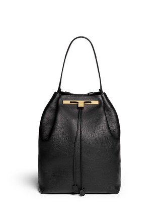 Detail View - Click To Enlarge - THE ROW - Grainy leather drawstring backpack
