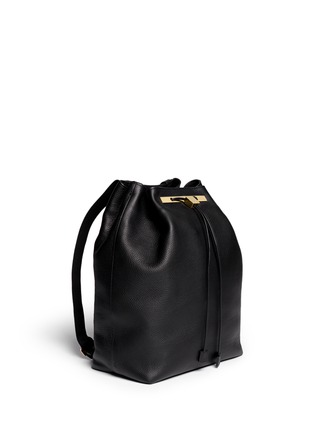 Figure View - Click To Enlarge - THE ROW - Grainy leather drawstring backpack