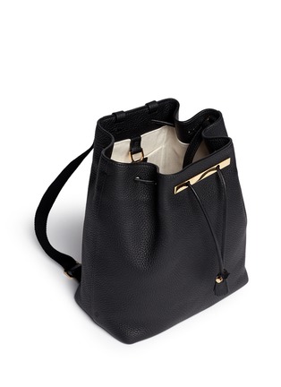 Detail View - Click To Enlarge - THE ROW - Grainy leather drawstring bucket backpack