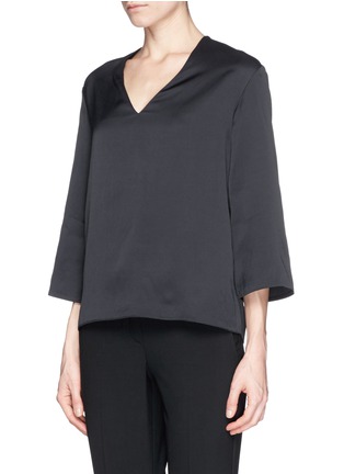 Front View - Click To Enlarge - THE ROW - 'Emka' linen blend satin top