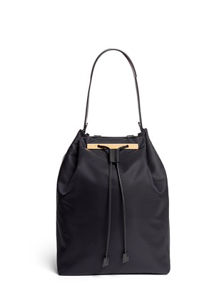 Detail View - Click To Enlarge - THE ROW - Leather trim nylon drawstring backpack