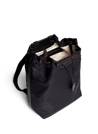 Detail View - Click To Enlarge - THE ROW - Leather trim nylon drawstring backpack