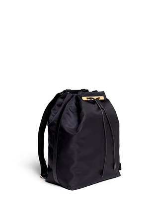 Front View - Click To Enlarge - THE ROW - Leather trim nylon drawstring backpack