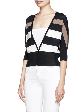 Front View - Click To Enlarge - MS MIN - Bengal stripe cropped cardigan