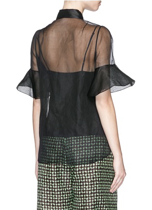 Back View - Click To Enlarge - DELPOZO - Cotton organdy bell sleeve blouse