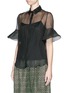 Front View - Click To Enlarge - DELPOZO - Cotton organdy bell sleeve blouse