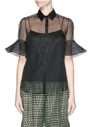 Main View - Click To Enlarge - DELPOZO - Cotton organdy bell sleeve blouse