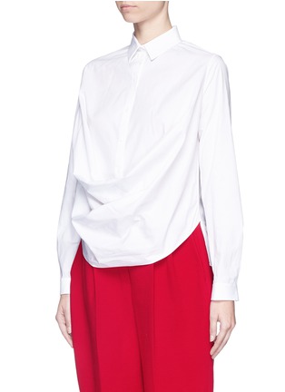 Front View - Click To Enlarge - DELPOZO - Drape front cotton poplin shirt