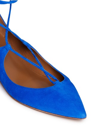 Detail View - Click To Enlarge - AQUAZZURA - 'Christy' lace up suede skimmer flats