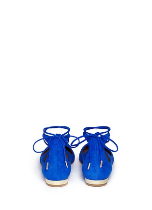 Back View - Click To Enlarge - AQUAZZURA - 'Christy' lace up suede skimmer flats