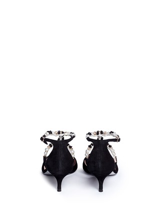 Back View - Click To Enlarge - RENÉ CAOVILLA - Floral bead pearl T-strap leather pumps