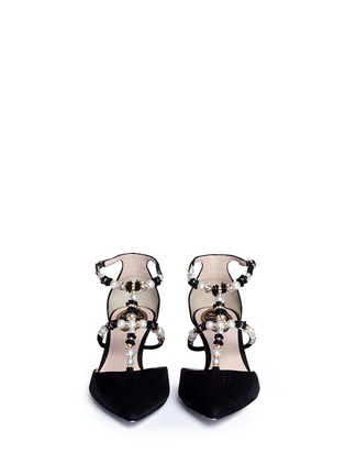 Figure View - Click To Enlarge - RENÉ CAOVILLA - Floral bead pearl T-strap leather pumps
