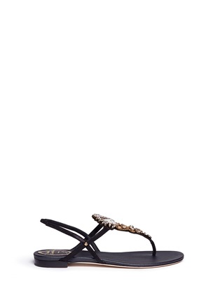 Main View - Click To Enlarge - RENÉ CAOVILLA - Floral strass glitter suede sandals