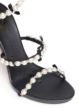Detail View - Click To Enlarge - RENÉ CAOVILLA - 'Snake' pearl spring coil anklet suede sandals