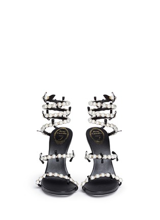 Figure View - Click To Enlarge - RENÉ CAOVILLA - 'Snake' pearl spring coil anklet suede sandals