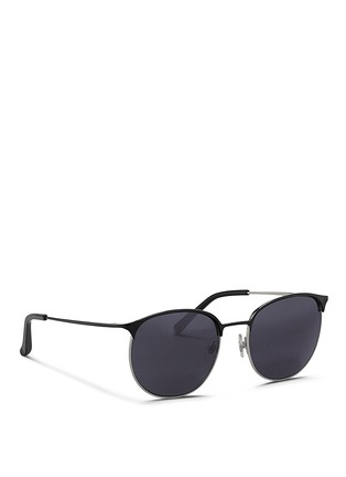 Figure View - Click To Enlarge - 3.1 PHILLIP LIM - Acetate brow bar wire frame sunglasses