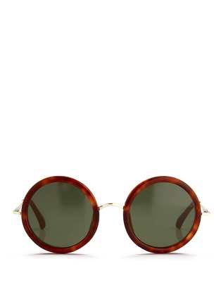 Main View - Click To Enlarge - THE ROW - x Linda Farrow wire temple round tortoiseshell acetate sunglasses
