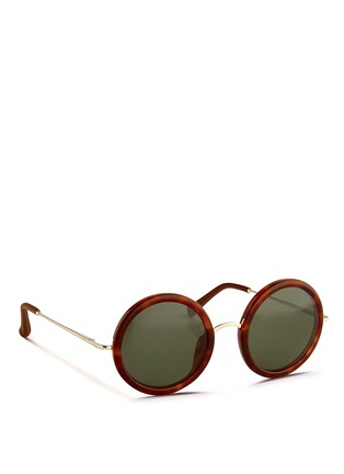 Figure View - Click To Enlarge - THE ROW - x Linda Farrow wire temple round tortoiseshell acetate sunglasses