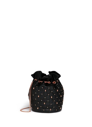 Front View - Click To Enlarge - THOMAS WYLDE - Skull stud quilted leather bucket bag