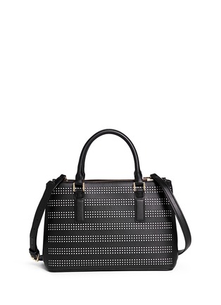 Back View - Click To Enlarge - TORY BURCH - 'Robinson' mini perforated saffiano leather tote 