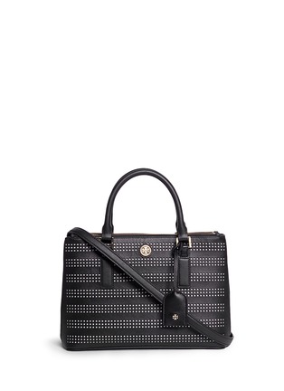 Main View - Click To Enlarge - TORY BURCH - 'Robinson' mini perforated saffiano leather tote 