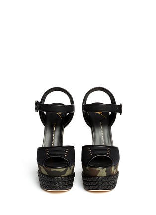 Figure View - Click To Enlarge - 73426 - Camouflage canvas wedge sandals