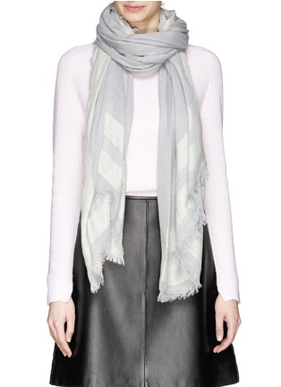 Figure View - Click To Enlarge - FRANCO FERRARI - Lurex border cotton-cashmere-silk scarf