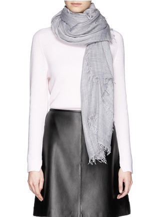 Figure View - Click To Enlarge - FRANCO FERRARI - Fringe edge cotton-cashmere-silk scarf 