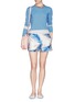 Figure View - Click To Enlarge - TORY BURCH - 'Brielle' watercolour feather print silk shorts