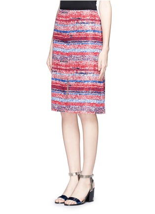Front View - Click To Enlarge - TORY BURCH - Herringbone knit print silk pencil skirt
