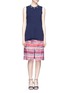 Figure View - Click To Enlarge - TORY BURCH - Herringbone knit print silk pencil skirt