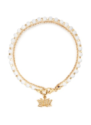 Main View - Click To Enlarge - ASTLEY CLARKE - 'Lotus' 18k gold white agate friendship bracelet - Peace & Truth