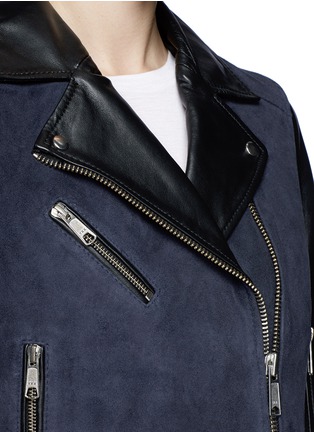 Detail View - Click To Enlarge - WHISTLES - Marianne suede leather biker jacket